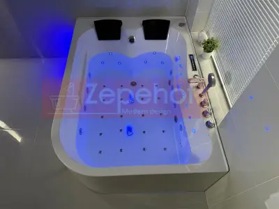 Wanna z hydromasażem LS-7001 PRAWA prostokątna 170cmx120cmx56cm 2-osobowa chromoterapia z podgrzewaczem