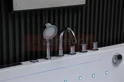 Wanna z hydromasażem EB-802 prostokątna 150cmx75cmx61cm DYSZE OBROTOWE, WODOSPADY, PILOT