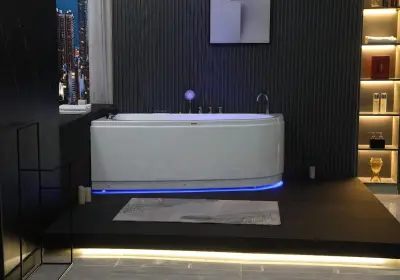 Wanna z hydromasażem EB-101 R PRAWA prostokątna 170cmx101cmx63cm  DYSZE OBROTOWE, PILOT