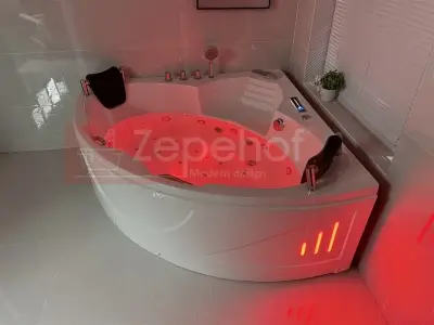 Wanna z hydromasażem C-3088 narożna 150cmx150cmx59cm chromoterapia podgrzewacz