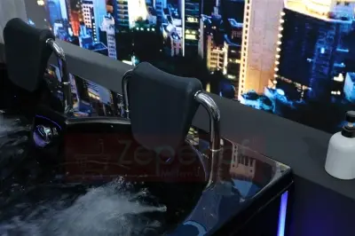 Wirujące dysze czarna Wanna z hydromasażem EG-015 narożna 150cmx150cmx65cm spadające SOPLE LEDowe HIT!
