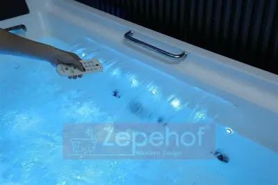 Wanna z hydromasażem EB-D873 PRAWA prostokątna 185cmx120cmx65cm 2 DYSZE OBROTOWE, MASAŻ KARKU, WODOSPADY, PILOT