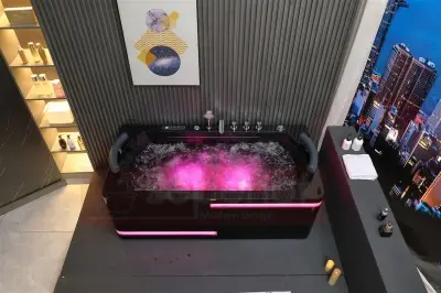 Czarna Wanna z hydromasażem EB-869 prostokątna 180cmx88cmx65cm MASAŻ DŁONI HIT!