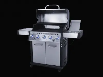 Grill gazowy Garmaz Premium Line MOC 24kW 6+1 palników + opiekacz + rożen elektryczny M61A65-SB-BB pokrętła LED
