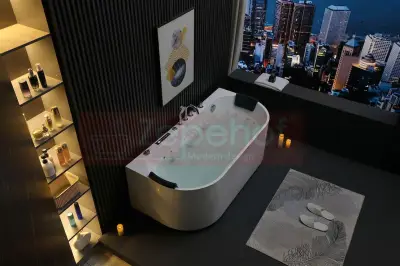 Wanna z hydromasażem EB-802 prostokątna 150cmx75cmx61cm DYSZE OBROTOWE, WODOSPADY, PILOT