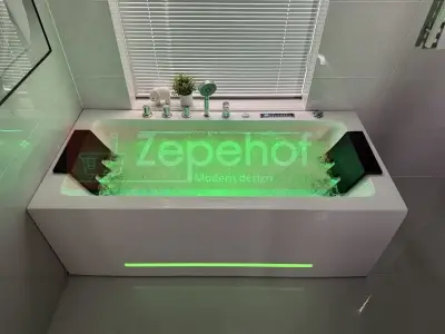 Wanna z hydromasażem CL-3251 prostokątna 170cmx80cmx58cm chromoterapia z podgrzewaczem
