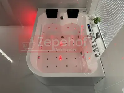 Wanna z hydromasażem LS-7001 PRAWA prostokątna 170cmx120cmx56cm 2-osobowa chromoterapia z podgrzewaczem