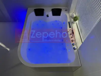 Wanna z hydromasażem LS-7001 PRAWA prostokątna 170cmx120cmx56cm 2-osobowa chromoterapia z podgrzewaczem
