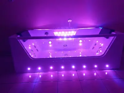 Wanna z hydromasażem C-477-170 prostokątna 170cmx85cmx58cm WODOSPAD+STRUMYK LED chromoterapia z podgrzewaczem