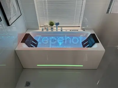 Wanna z hydromasażem CL-3251 prostokątna 170cmx80cmx58cm chromoterapia z podgrzewaczem