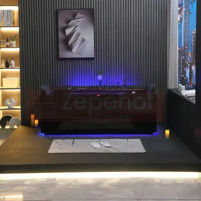 Czarna wanna z hydromasażem EBS-185 prostokątna 170cmx85cmx58cm DYSZE OBROTOWE, MASAŻ KARKU, WODOSPADY, PILOT