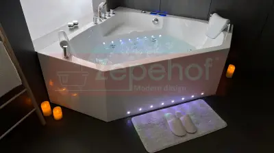 Wanna z hydromasażem C-487 narożna 150cmx150cmx58cm chromoterapia podgrzewacz