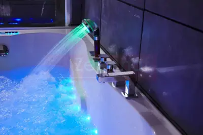 Wanna z hydromasażem LS-7001 PRAWA prostokątna 170cmx120cmx56cm 2-osobowa chromoterapia z podgrzewaczem