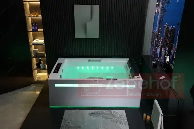 Wanna z hydromasażem EB-D873 LEWA prostokątna 185cmx120cmx65cm 2 DYSZE OBROTOWE, MASAŻ KARKU, WODOSPADY, PILOT