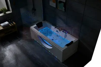Wanna z hydromasażem LS-5010 prostokątna 180cmx80cmx57cm chromoterapia z podgrzewaczem