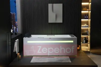 Wanna z hydromasażem EB-D873 PRAWA prostokątna 185cmx120cmx65cm 2 DYSZE OBROTOWE, MASAŻ KARKU, WODOSPADY, PILOT