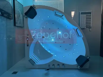 Wanna z hydromasażem C-3088 narożna 150cmx150cmx59cm chromoterapia podgrzewacz