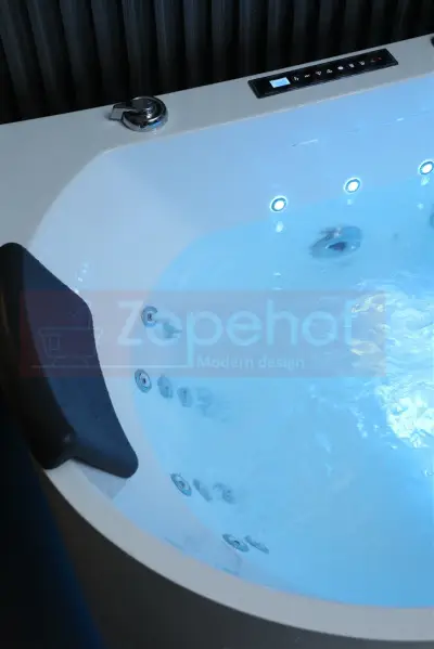 Wanna z hydromasażem EB-802 prostokątna 150cmx75cmx61cm DYSZE OBROTOWE, WODOSPADY, PILOT