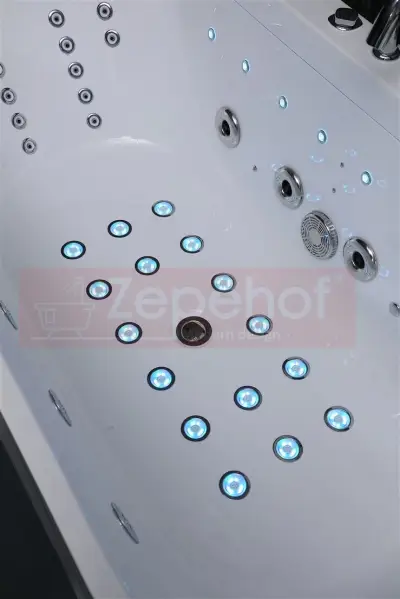 Wanna z hydromasażem EB-802 prostokątna 170cmx80cmx61cm DYSZE OBROTOWE, WODOSPADY, PILOT