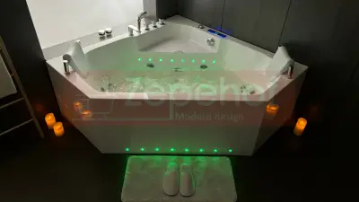 Wanna z hydromasażem C-487 narożna 150cmx150cmx58cm chromoterapia podgrzewacz