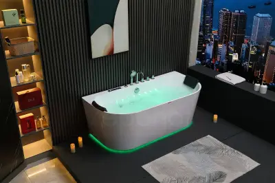 Wanna z hydromasażem EB-802 B prostokątna 150cmx75cmx60cm DYSZE OBROTOWE, PILOT