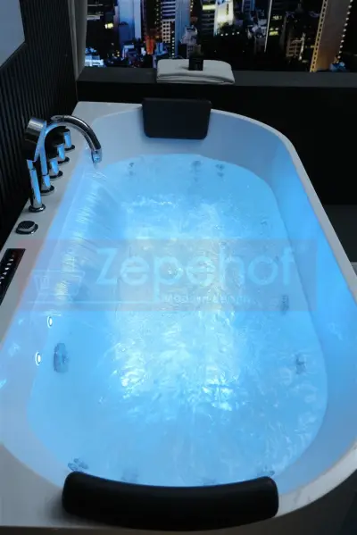 Wanna z hydromasażem EB-802 prostokątna 150cmx75cmx61cm DYSZE OBROTOWE, WODOSPADY, PILOT