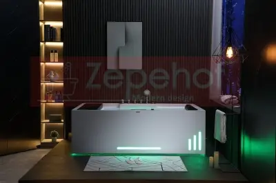 Wanna z hydromasażem EB-D628 R prostokątna 184cmx119cmx62cm 2+2 DYSZE OBROTOWE, MASAŻ KARKU, WODOSPAD, PILOT