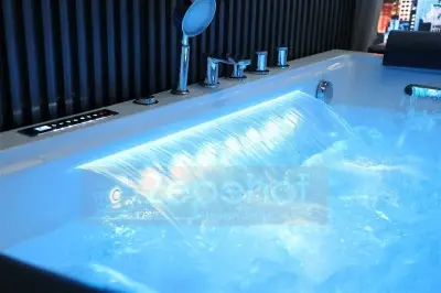 Wanna z hydromasażem BC-602 prostokątna 180cmx90cmx66cm DYSZE OBROTOWE, MASAŻ KARKU, WODOSPADY, PILOT
