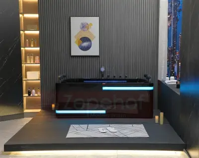 Czarna Wanna z hydromasażem EB-869 prostokątna 180cmx88cmx65cm MASAŻ DŁONI HIT!