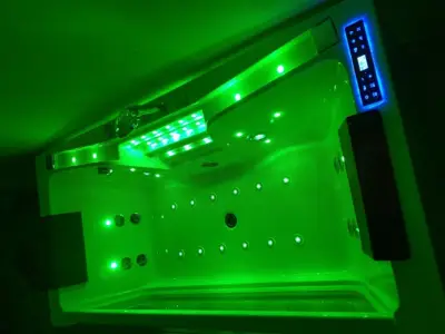 Wanna z hydromasażem C-477-170 prostokątna 170cmx85cmx58cm WODOSPAD+STRUMYK LED chromoterapia z podgrzewaczem