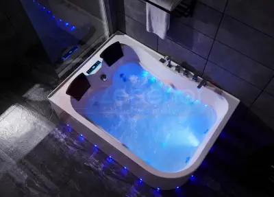 Wanna z hydromasażem LS-7001 PRAWA prostokątna 170cmx120cmx56cm 2-osobowa chromoterapia z podgrzewaczem