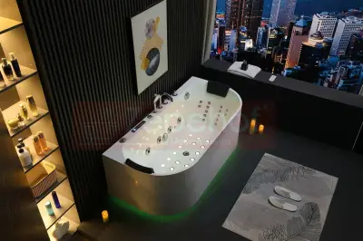 Wanna z hydromasażem EB-802 prostokątna 150cmx75cmx61cm DYSZE OBROTOWE, WODOSPADY, PILOT