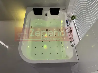 Wanna z hydromasażem LS-7001 PRAWA prostokątna 170cmx120cmx56cm 2-osobowa chromoterapia z podgrzewaczem