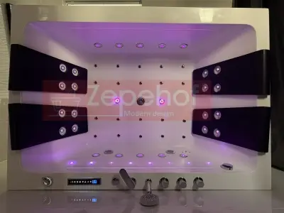 Wanna z hydromasażem C-505 2+2 prostokątna 170cmx120cmx59cm WODOSPAD chromoterapia