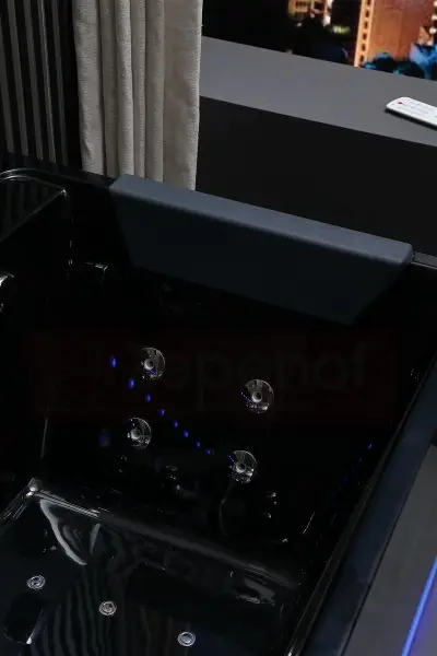 Czarna Wanna z hydromasażem EB-D710 prostokątna 170cmx80cmx60cm z podgrzewaczem+pilot
