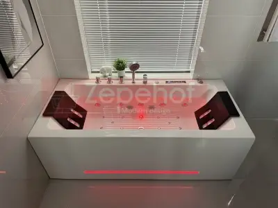 Wanna z hydromasażem CL-3251 prostokątna 170cmx80cmx58cm chromoterapia z podgrzewaczem