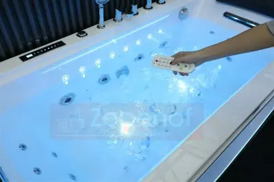 Wanna z hydromasażem BC-602 prostokątna 180cmx90cmx66cm DYSZE OBROTOWE, MASAŻ KARKU, WODOSPADY, PILOT