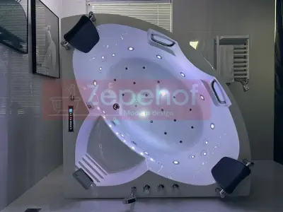 Wanna z hydromasażem C-3088 narożna 150cmx150cmx59cm chromoterapia podgrzewacz