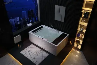 Wanna z hydromasażem EB-D628 L prostokątna 184cmx119cmx62cm 2+2 DYSZE OBROTOWE, MASAŻ KARKU, WODOSPAD, PILOT