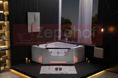 Wanna z hydromasażem BS-708 narożna 150cmx150cmx65cm + MASAŻ KARKU, DYSZE OBROTOWE+PILOT