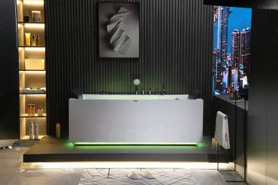 Wanna z hydromasażem EB-185 weiß prostokątna 170cmx85cmx58cm DYSZE OBROTOWE, MASAŻE KARKU, WODOSPADY, PILOT