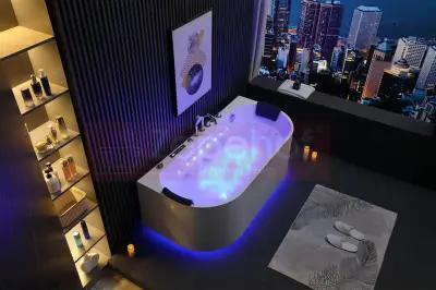 Wanna z hydromasażem EB-802 prostokątna 150cmx75cmx61cm DYSZE OBROTOWE, WODOSPADY, PILOT