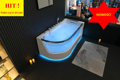 Dysze obrotowe Wanna z hydromasażem EB-373 L prostokątna 166cmx81cmx63cm lewa