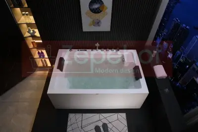 Wanna z hydromasażem EB-D874 prostokątna 184cmx120cmx68cm 2 osobowa, WODOSPADY, MASAŻ KARKU, PILOT