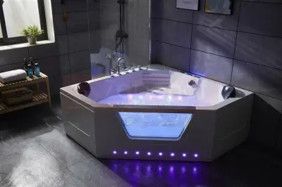 Wanna z hydromasażem LS-6025 narożna 150cmx150cmx59cm chromoterapia podgrzewacz