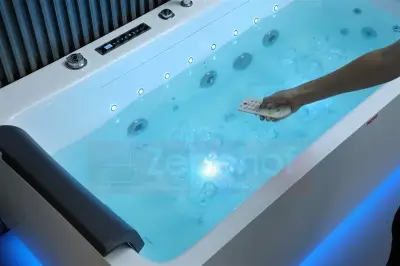 Wanna z hydromasażem EB-185 prostokątna 170cmx85cmx58cm DYSZE OBROTOWE, MASAŻ KARKU, WODOSPADY, PILOT
