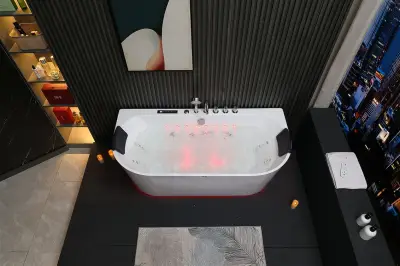 Wanna z hydromasażem EB-802 B prostokątna 150cmx75cmx60cm DYSZE OBROTOWE, PILOT
