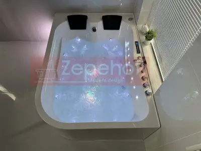 Wanna z hydromasażem LS-7001 PRAWA prostokątna 170cmx120cmx56cm 2-osobowa chromoterapia z podgrzewaczem