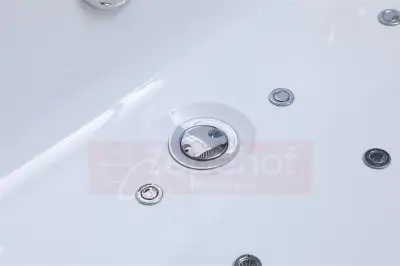 Wanna z hydromasażem EB-185 prostokątna 170cmx85cmx58cm DYSZE OBROTOWE, MASAŻ KARKU, WODOSPADY, PILOT