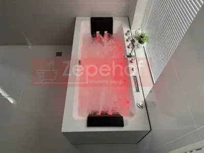Wanna z hydromasażem CL-3251 prostokątna 170cmx80cmx58cm chromoterapia z podgrzewaczem